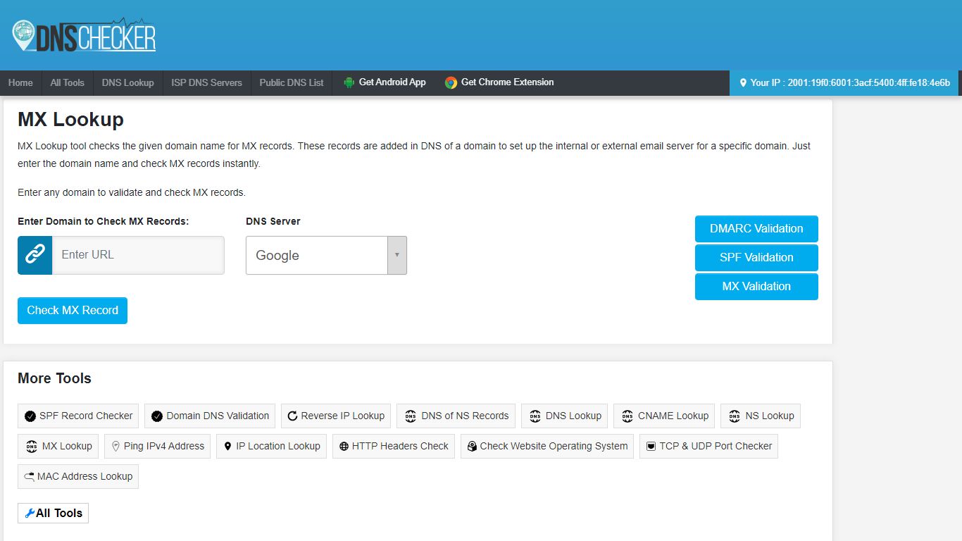 MX Lookup - Check MX Records of Domain - DNS Checker